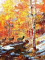 Deer Textured Red Yellow Trees Autumn by Knife 11